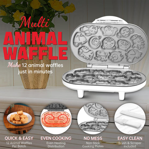 SugarWhisk gofre animal con 12 moldes para diseños divertidos.