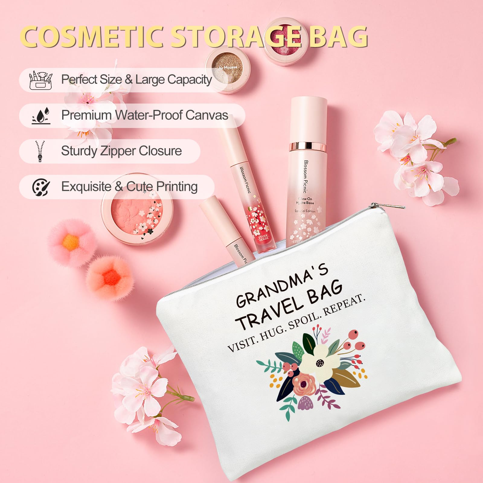 Suhctuptx Bolsa cosmético abuela, organización con estilo.