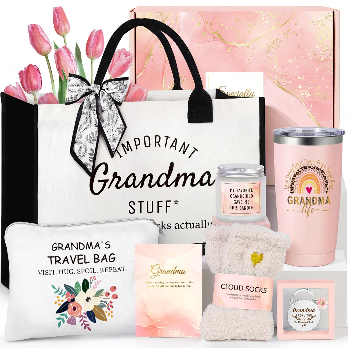 Suhctuptx Conjunto regalo abuela, detalle cálido para Navidad y cumpleaños.