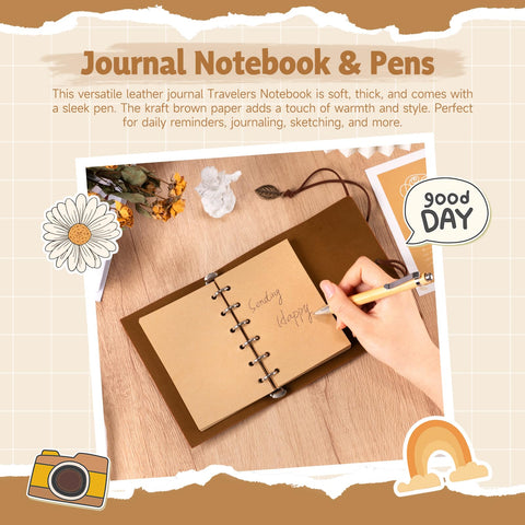 Cuaderno cuero viajero Suhctuptx, perfecto para ideas y planificación.