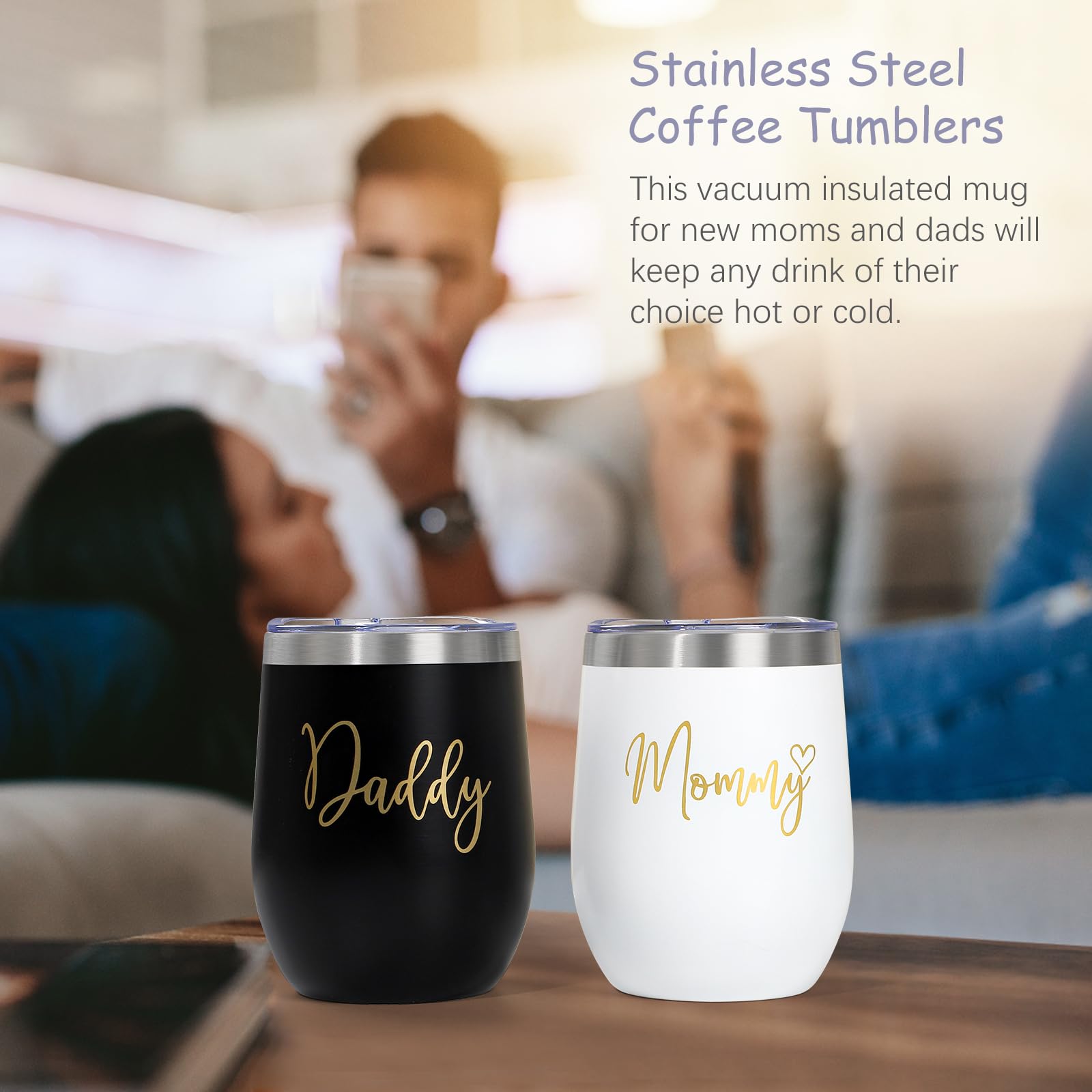 Suhctuptx juego de tumblers para mamá y papá, ideal para revelación de género