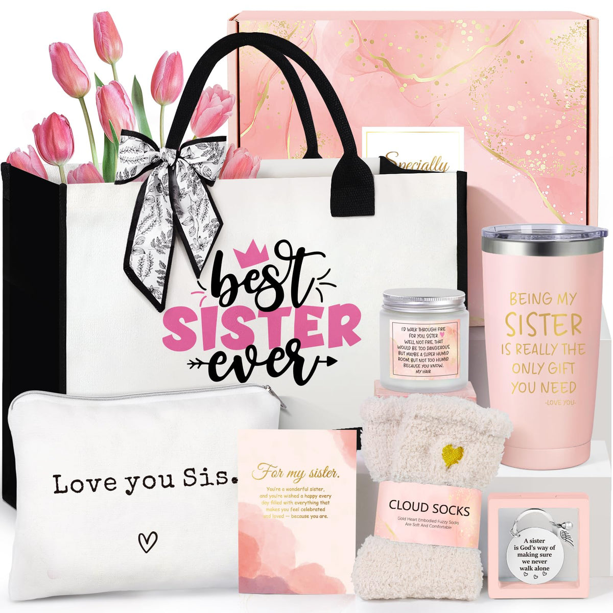 Suhctuptx regalo para hermana: cesta con tote para uso diario