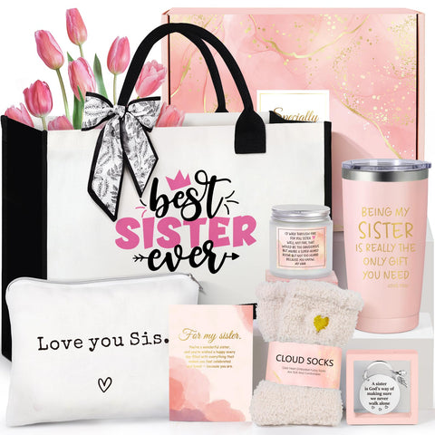 Suhctuptx regalo para hermana: cesta con tote para uso diario