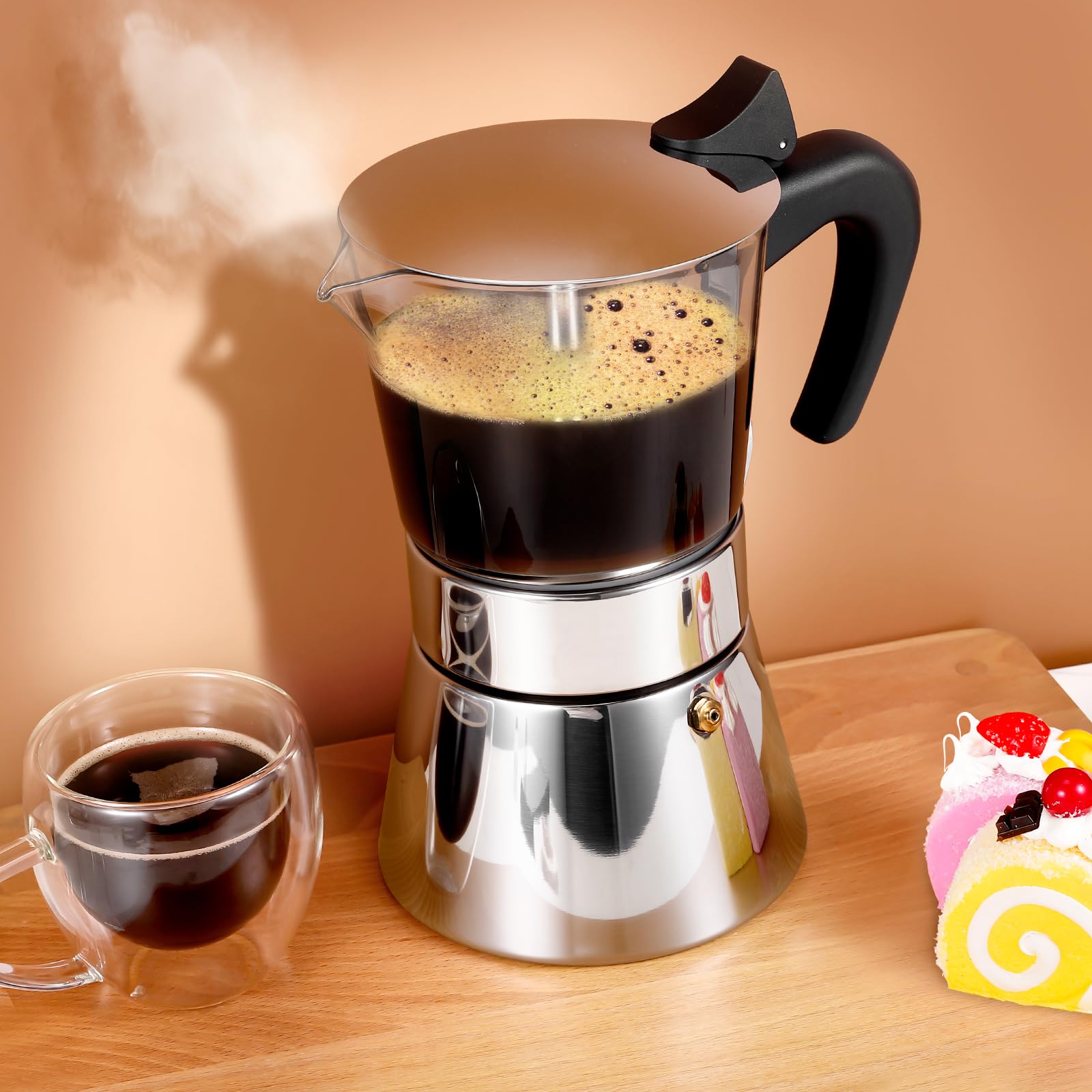 Suiitat Moka Pot con aroma intenso de espresso en casa.