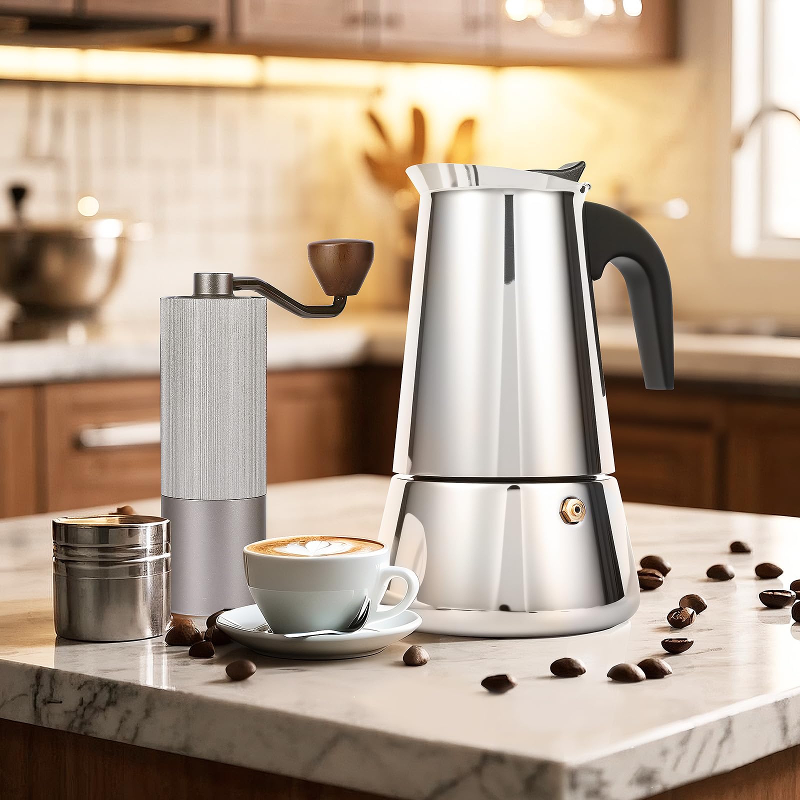 Suiitat Moka Pot con capacidad de 300 ml, ideal para reuniones.