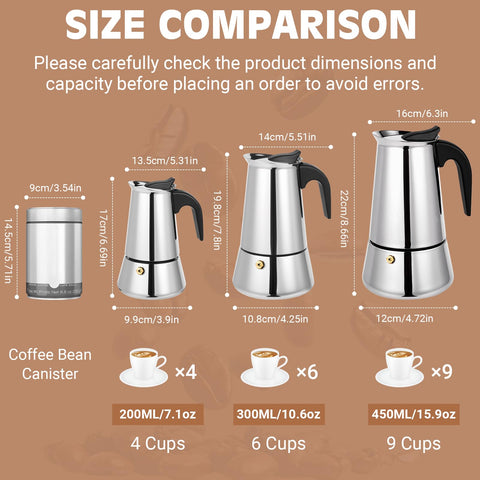 Suiitat Moka Pot, tapa y manija inoxidables, resistencia duradera para uso diario.