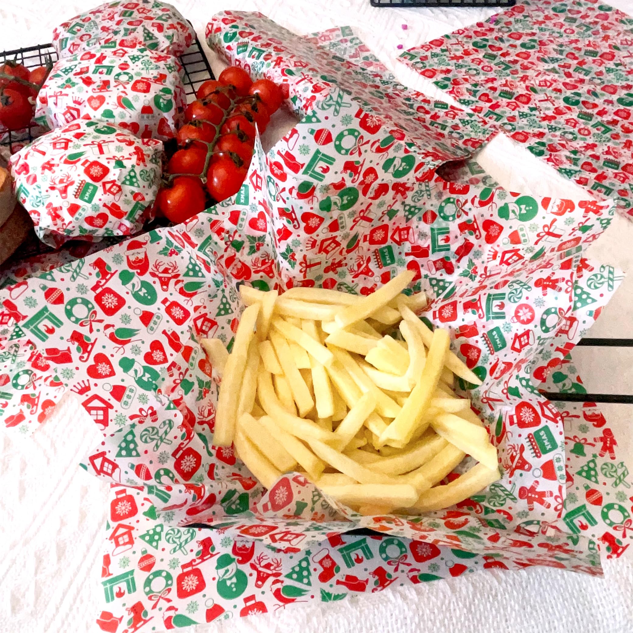 Suiwen papel resistente a grasa navidad, ideal para bandejas y presentaciones