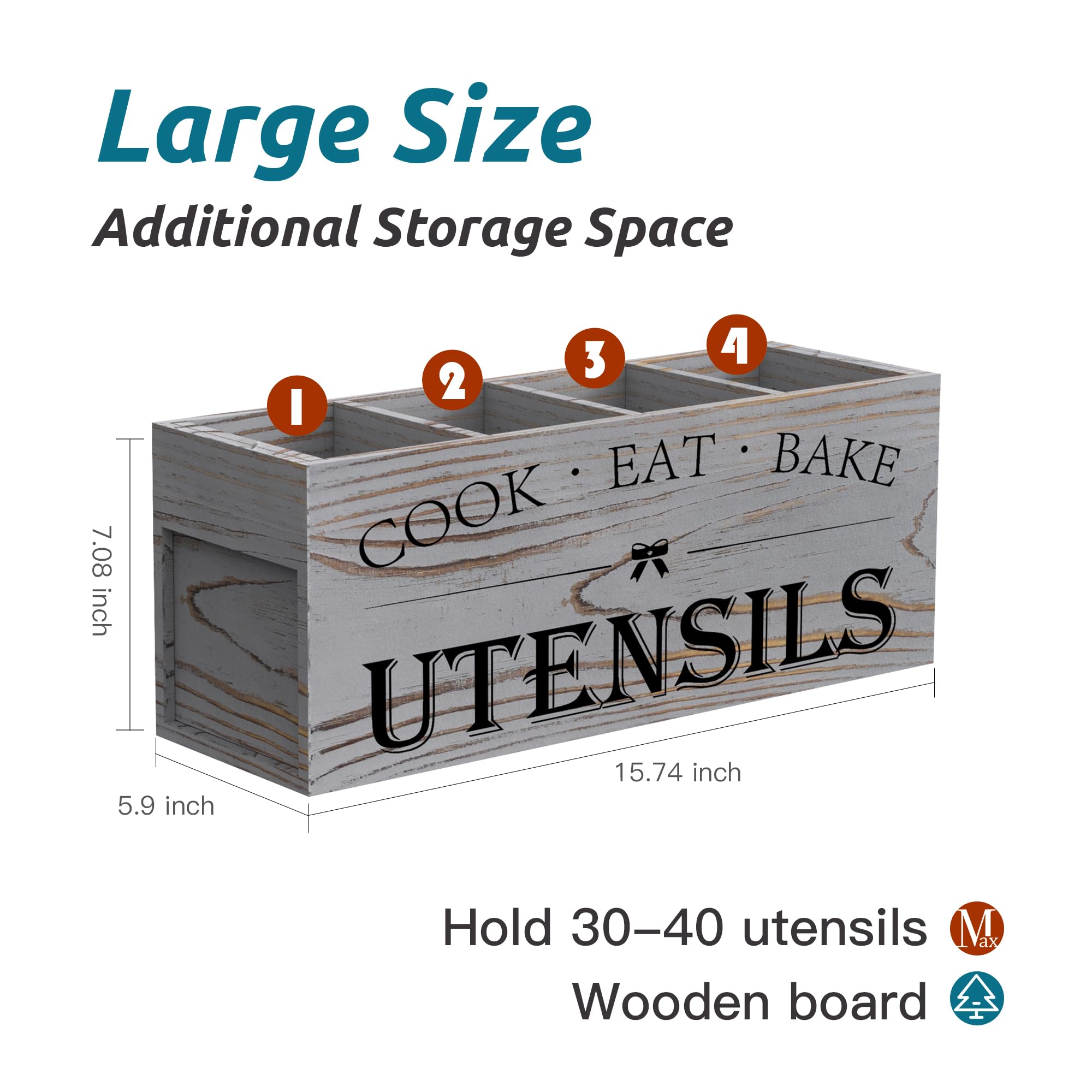 Suli con 4 compartimentos facilita elegir utensilios al instante para cocinar.