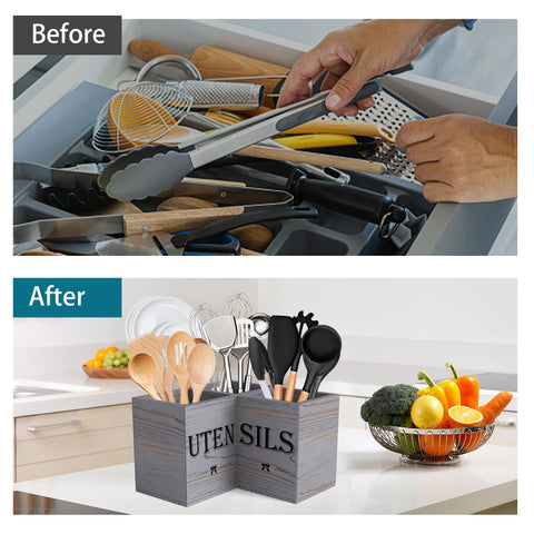 Suli organizador de utensilios para cocina facilita el acceso rápido a cuchillos y espátulas.