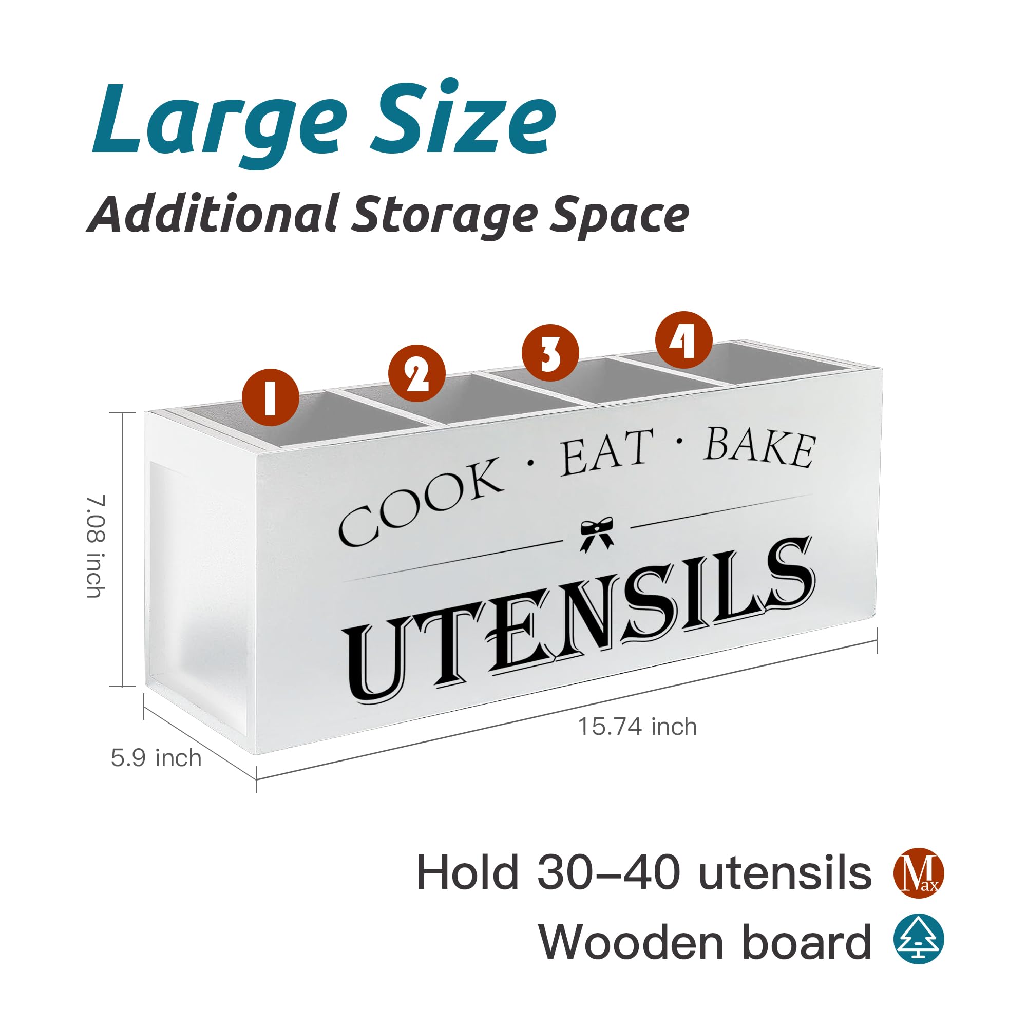 Suli organizador de utensilios en encimera de madera blanca, ideal para tener todo a mano