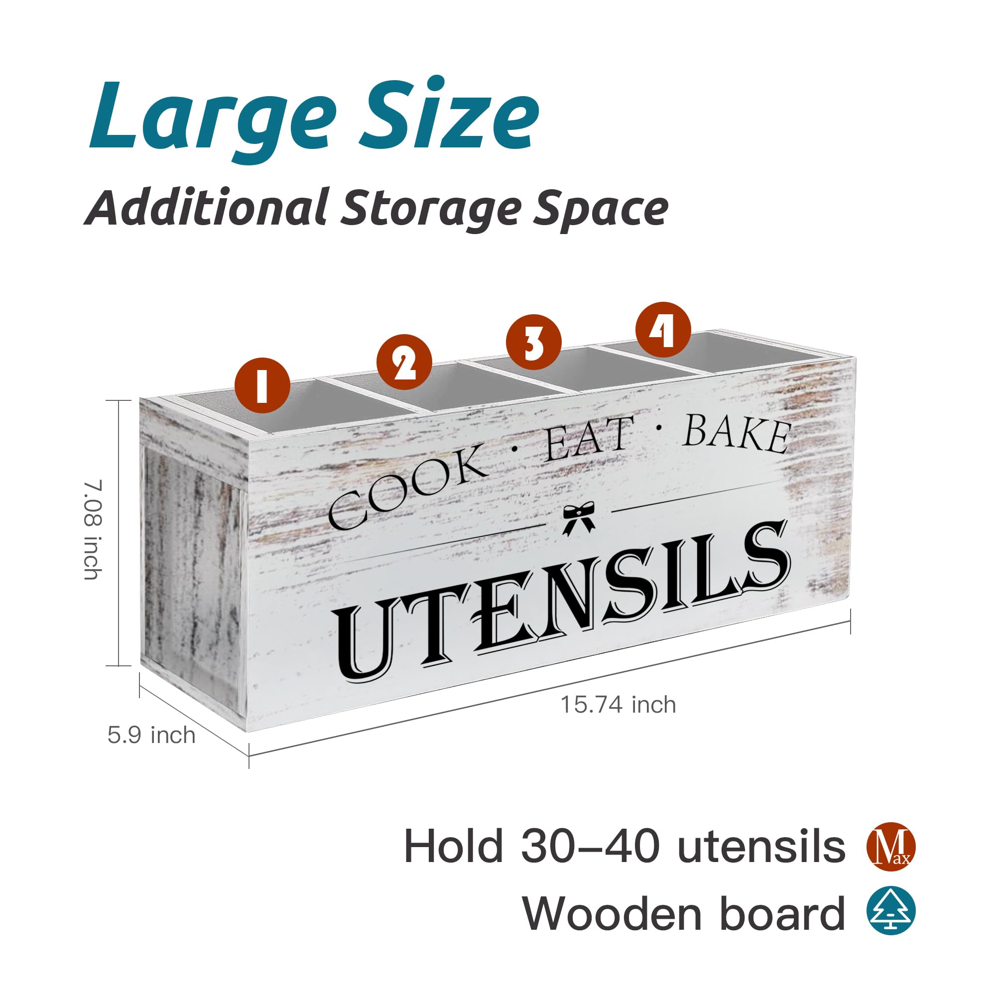 Suli organizador-utensilios de madera blanco con vetas visibles para una cocina limpia.