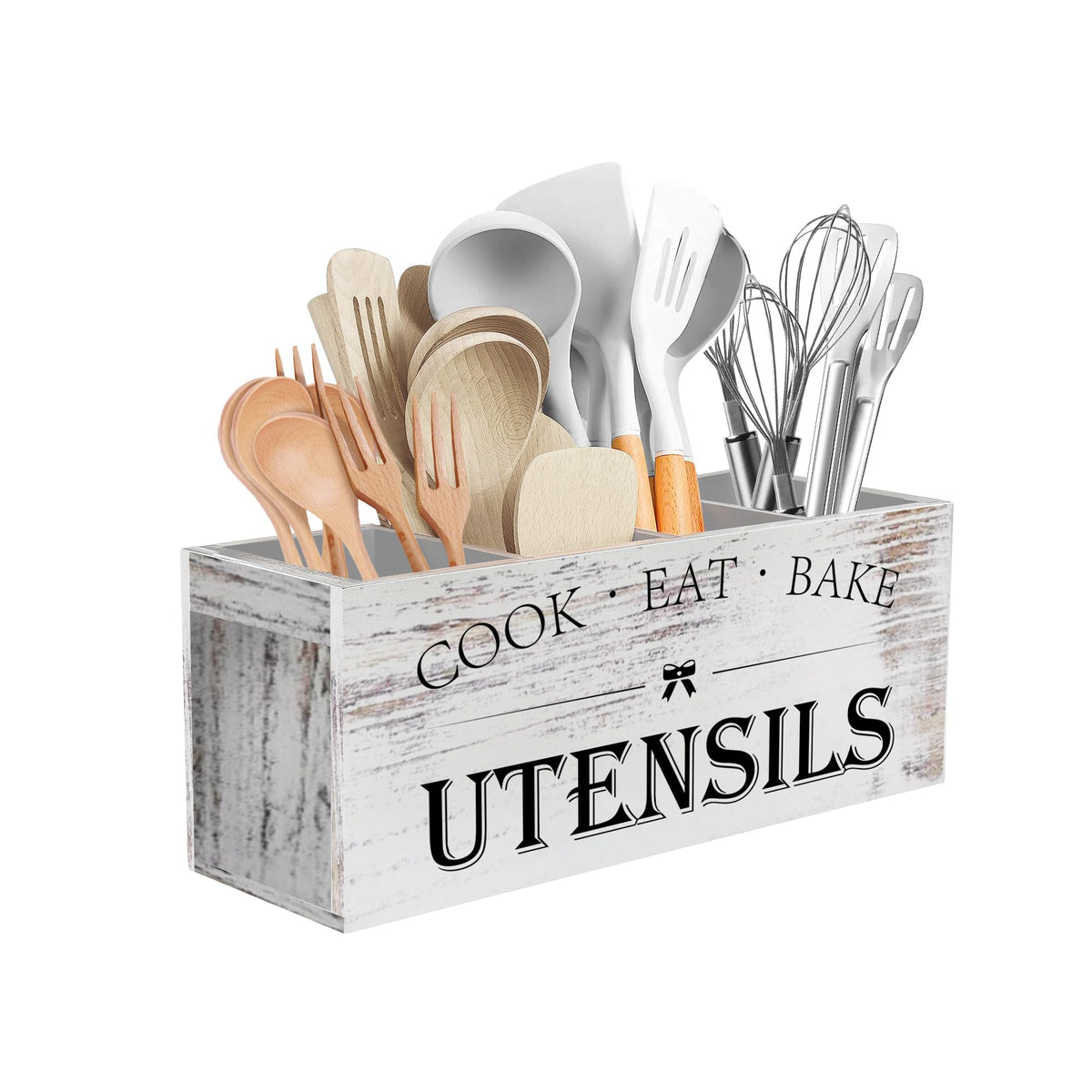 Suli porta-utensilios de cocina con cuatro compartimentos para ordenar herramientas.
