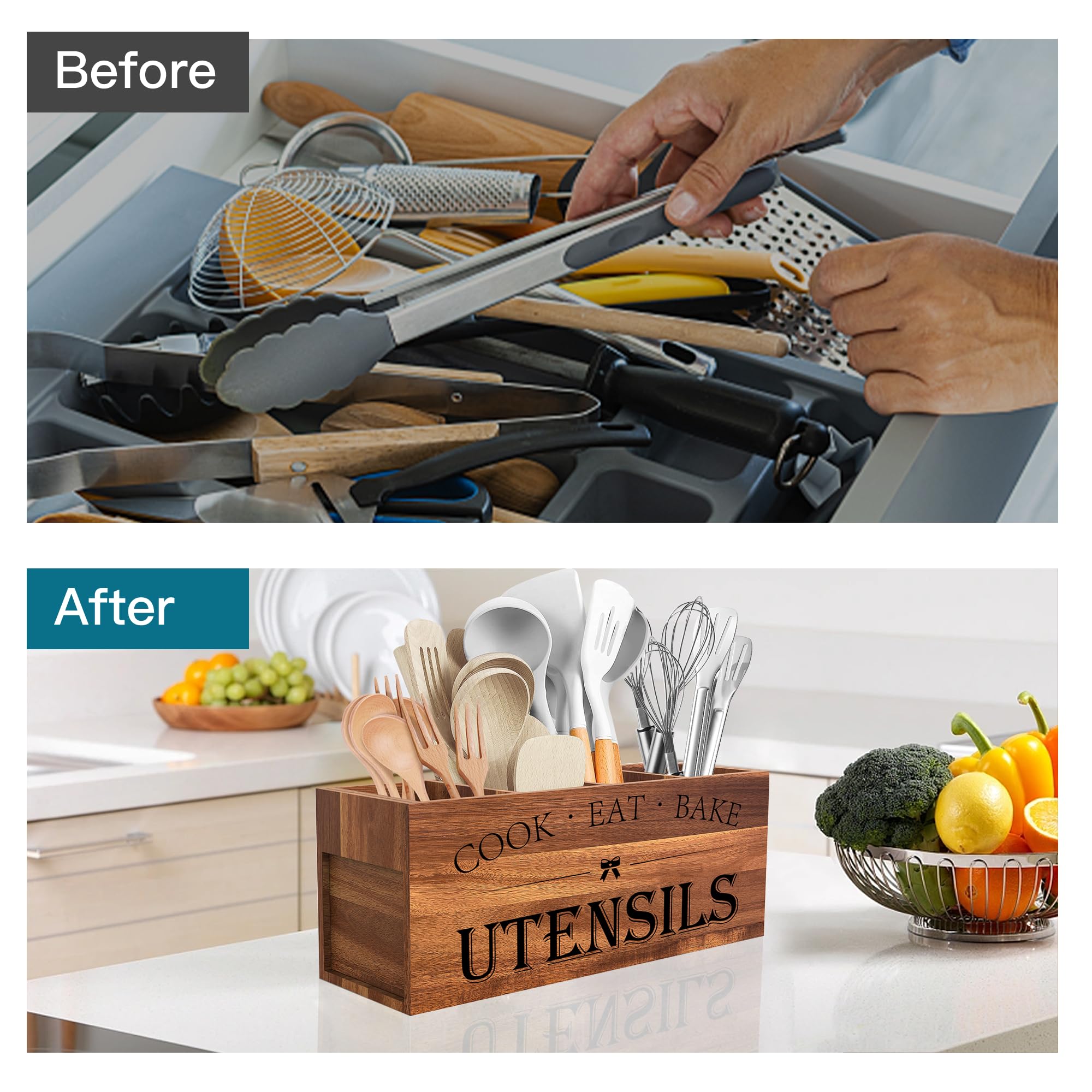 Suli bandeja-acacia diseño-espacio-ahorro ideal para mostrar utensilios