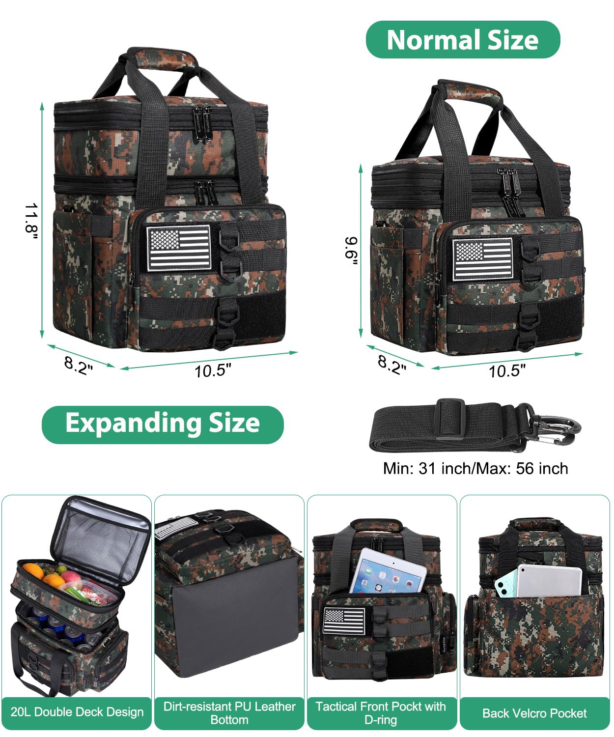 SumeStar bolsa de almuerzo, uso para trabajo y exteriores, transporte seguro de comidas y bebidas.