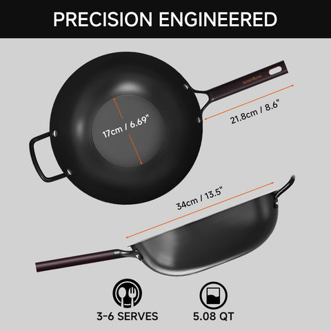 SUMEIGUAN Wok 13,5 pulgadas; compatible con inducción y gas para cualquier cocina