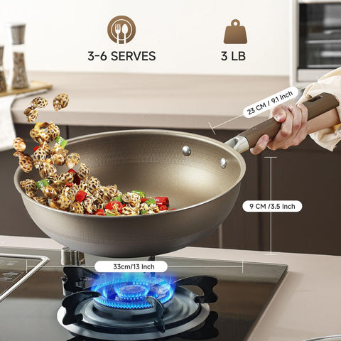 SUMEIGUAN Wok para 3-6 porciones, ideal para familia.