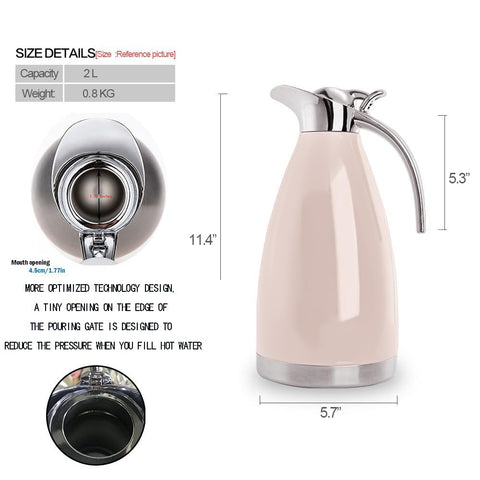 Sumerflos cafetera térmica rosa apertura grande facilita verter sin derrames