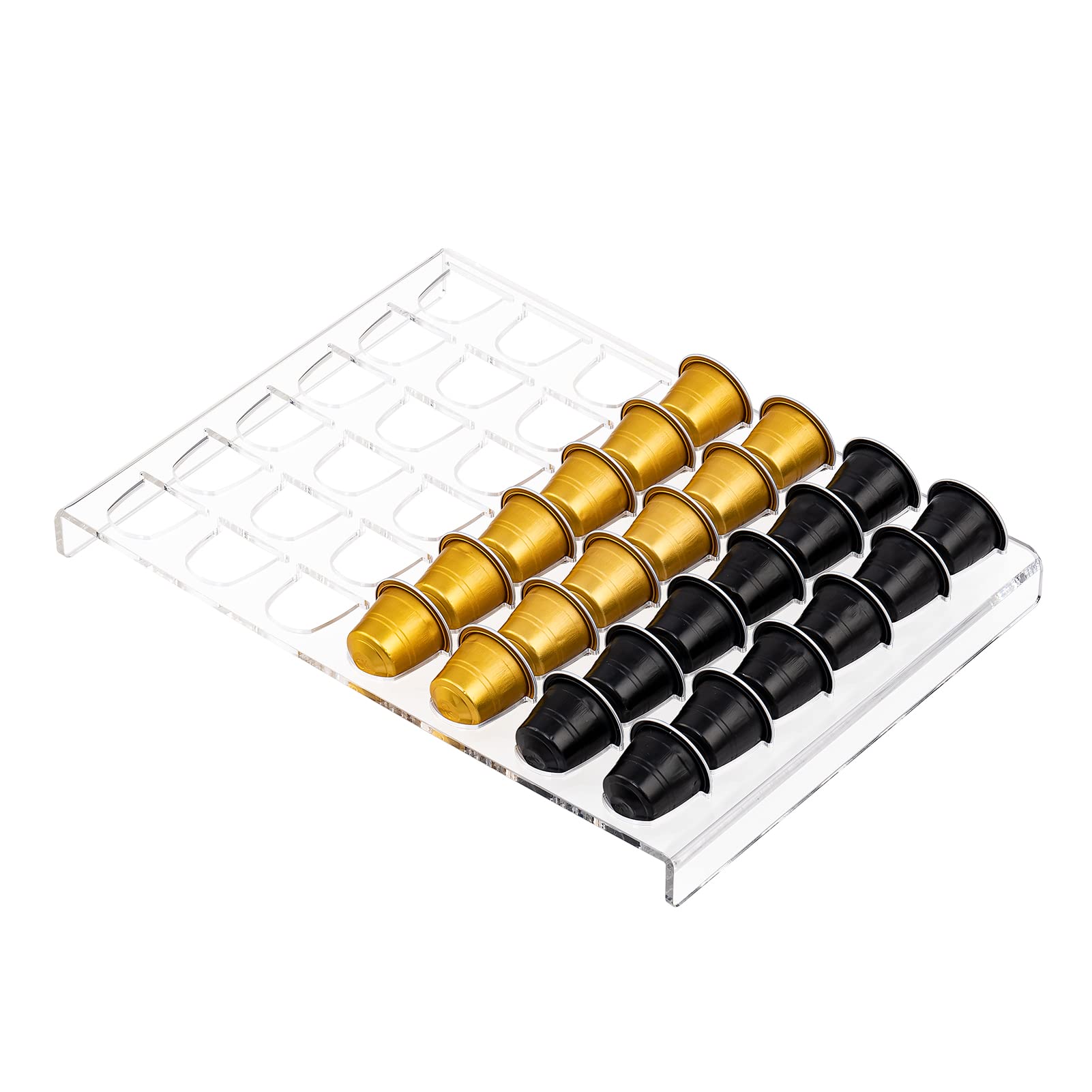 Sumerflos organizador de cápsulas Nespresso en cajón claro para acceso rápido.