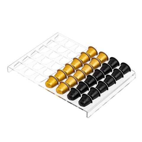 Sumerflos organizador de cápsulas Nespresso en cajón claro para acceso rápido.