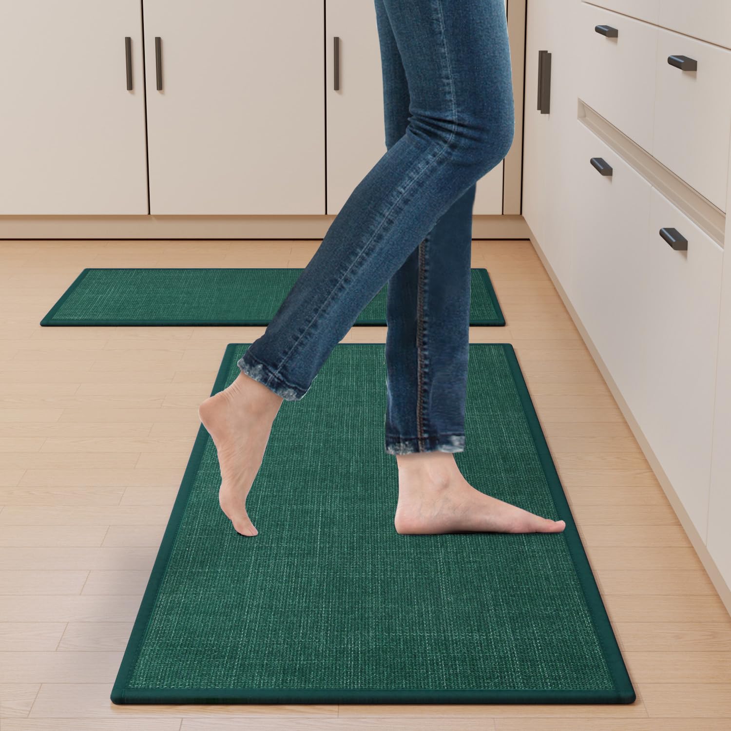 Alfombra SUMLANS acolchada verde, confort para pies cansados al cocinar