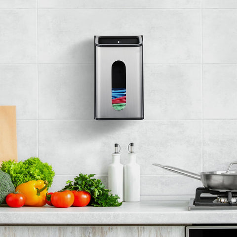 Sumnacon porta bolsas de cocina con instalación segura mediante tornillos y adhesivo