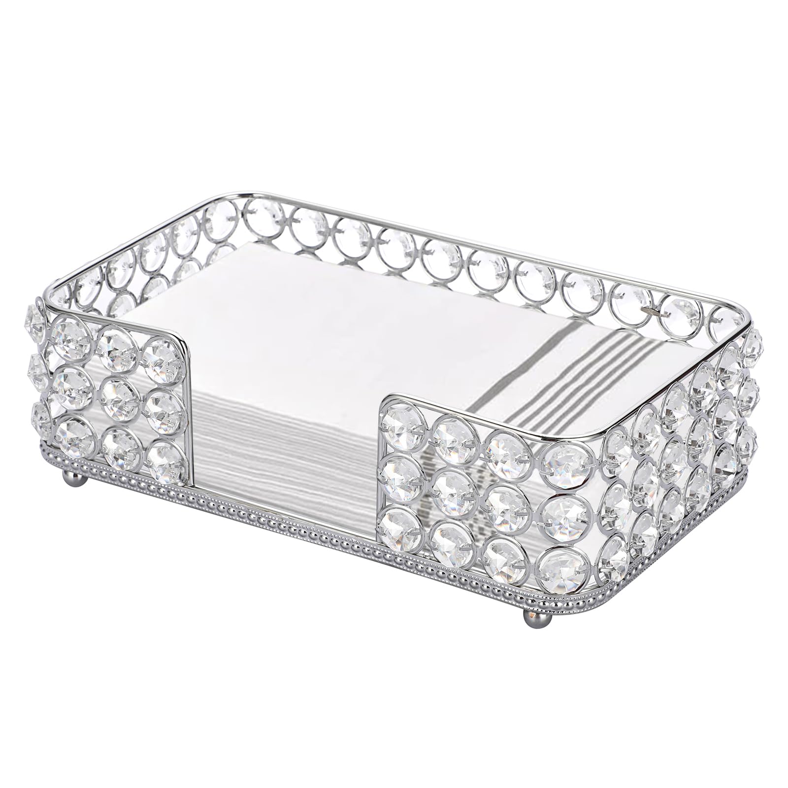 Sumnacon porta-servilletas rectangular cristal plateado para toallas de invitados.