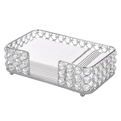 Sumnacon porta-servilletas rectangular cristal plateado para toallas de invitados.