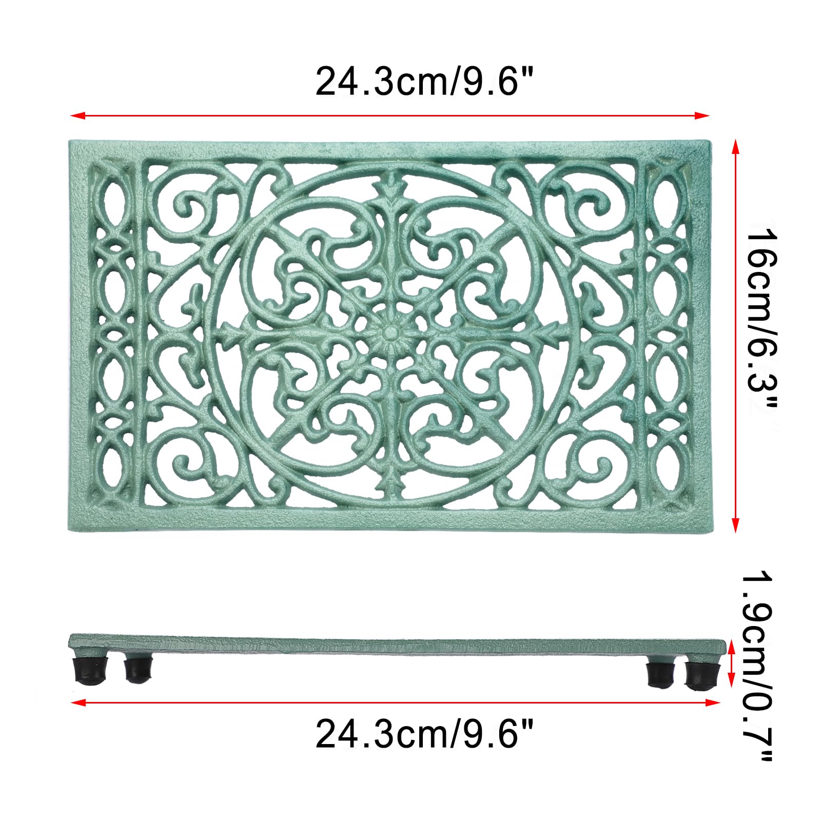 Sumnacon trivet de hierro con pies de goma, seguridad en encimeras.