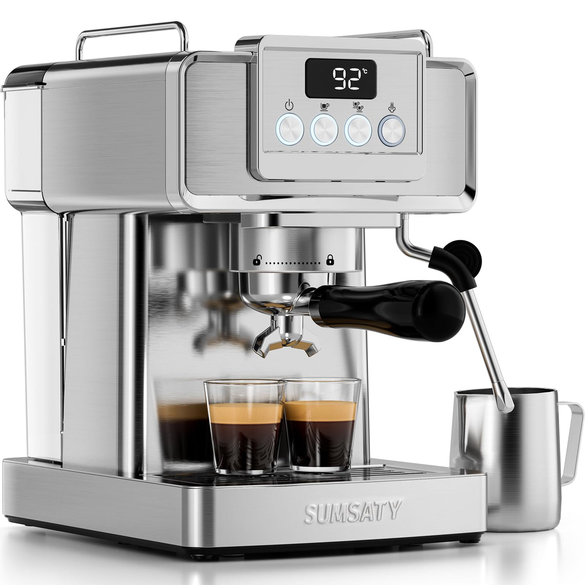 SUMSATY Espresso: diseño en acero inoxidable para cocinas modernas.