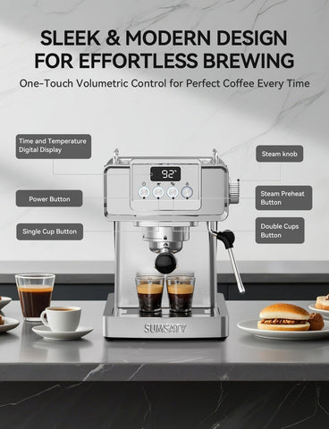 SUMSATY Espresso en casa, experiencia de cafetería posible en tu hogar.