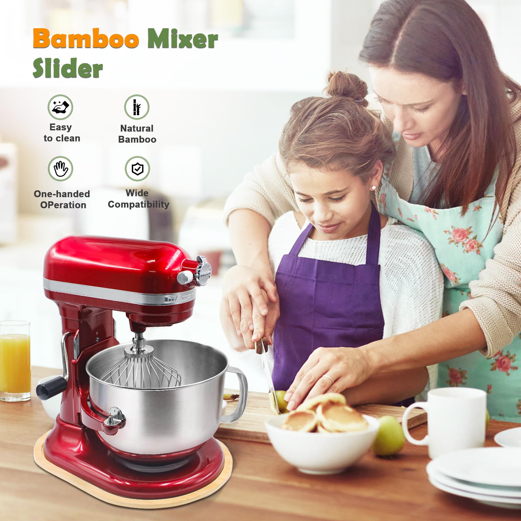 Contenido del paquete: Bamboo Slider para KitchenAid 5-8 Qt Professional Bowl Lift.