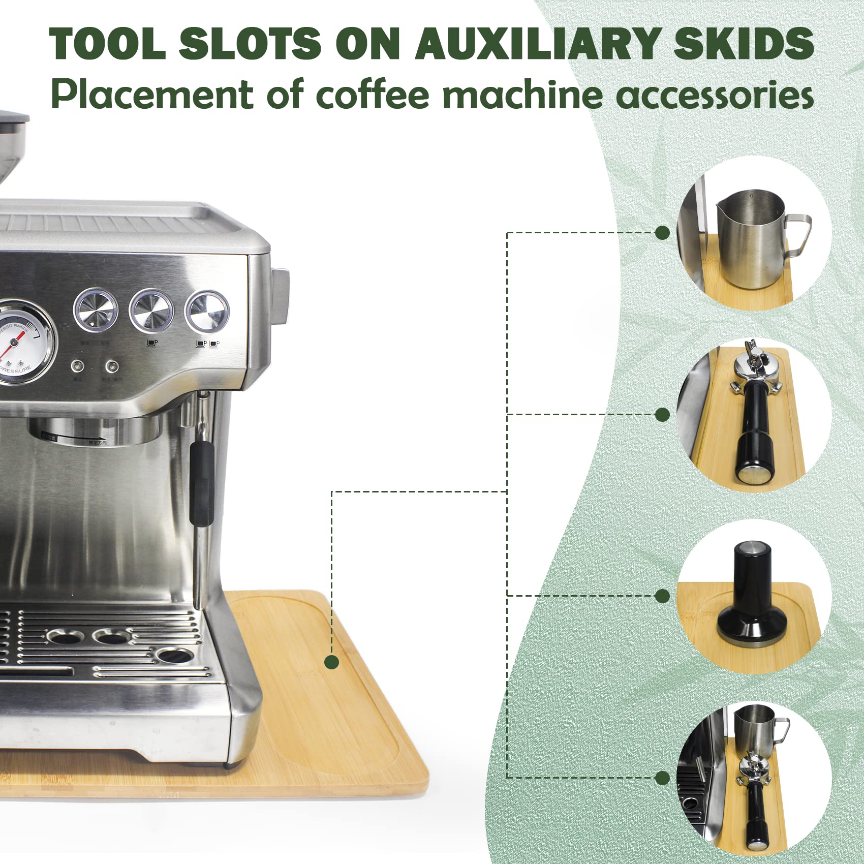 Sun3drucker deslizador de bambú con deslizamiento fácil para reubicar la cafetera.
