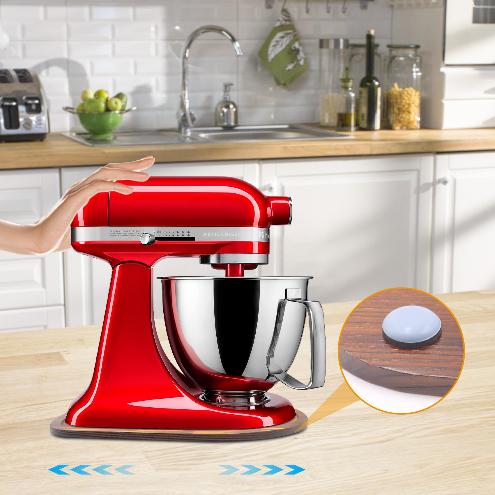 Sun3drucker Superficie lisa de madera reduce rozamientos al mover la batidora