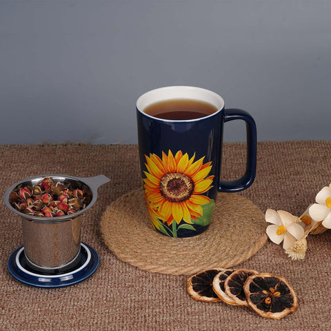 Sunddo diseño girasol para un toque elegante al disfrutar té.
