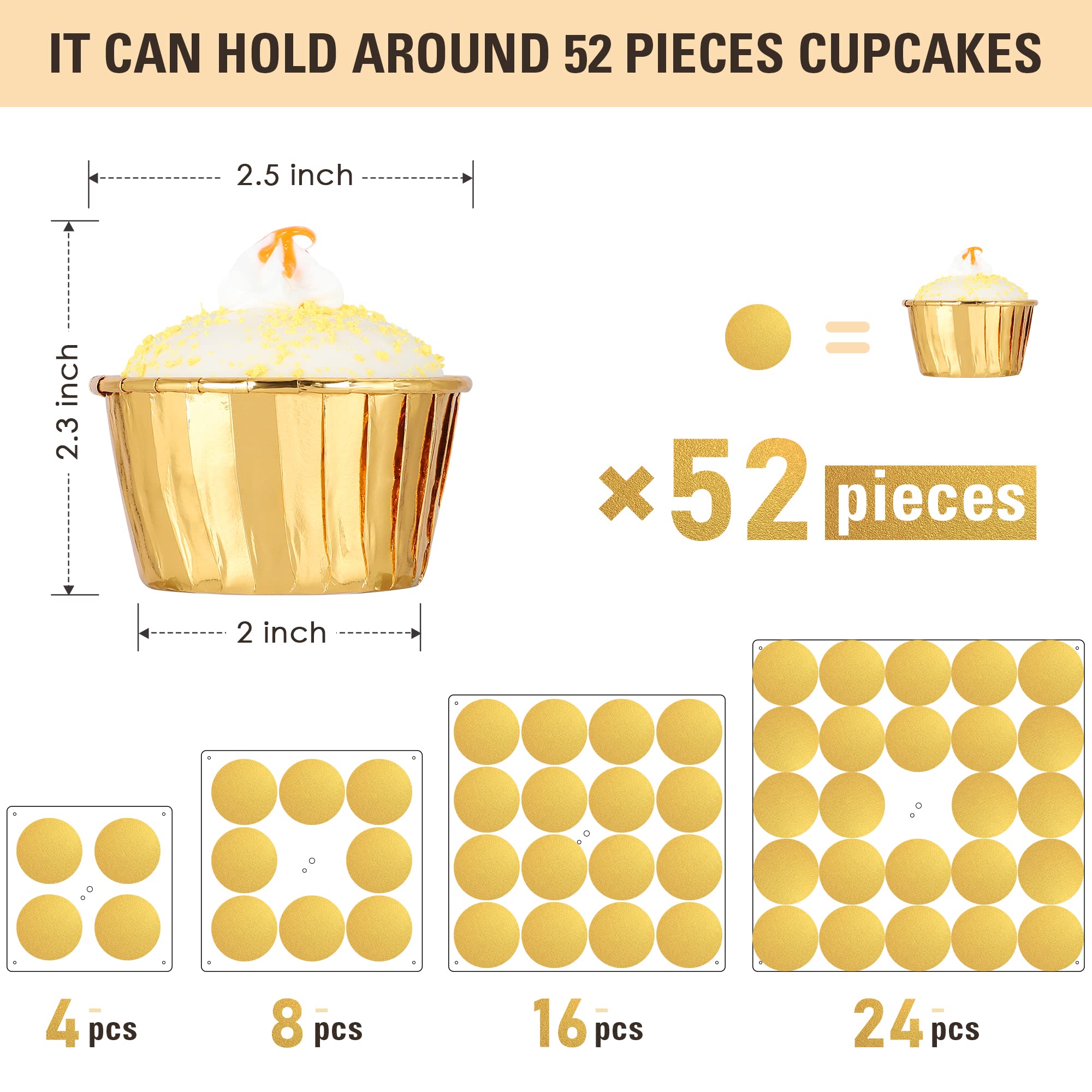 Torre de cupcakes de 4 niveles para presentaciones elegantes.