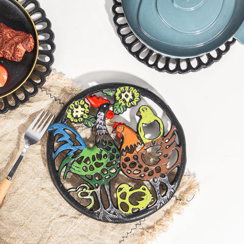 Sungmor posaollas diseño retro con gallos pintados para mesa