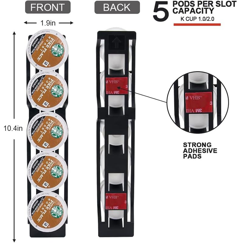 SUNGRACE vista lateral del soporte Keurig, muestra los 5 compartimentos