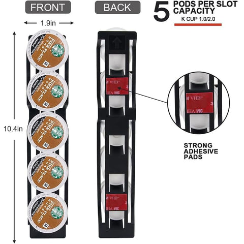 SUNGRACE vista lateral del soporte Keurig, muestra los 5 compartimentos