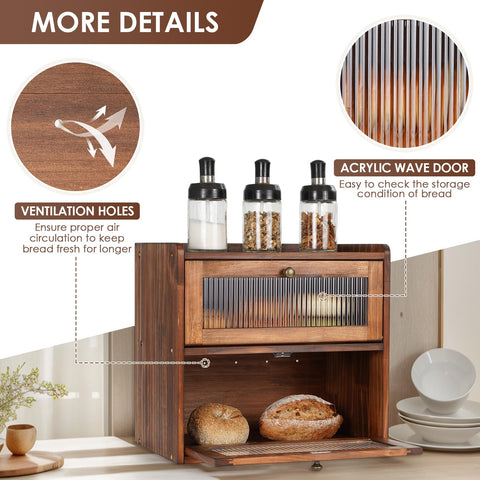 Caja Sunhoo Pan con dos niveles interior para organización de pan y tentempiés