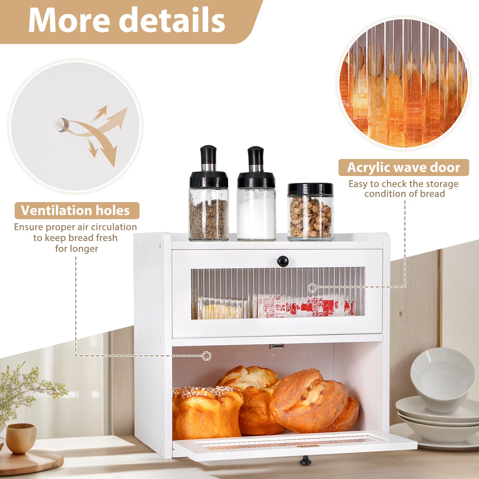 Sunhoo caja panera con orificios de ventilación para mejor frescura.