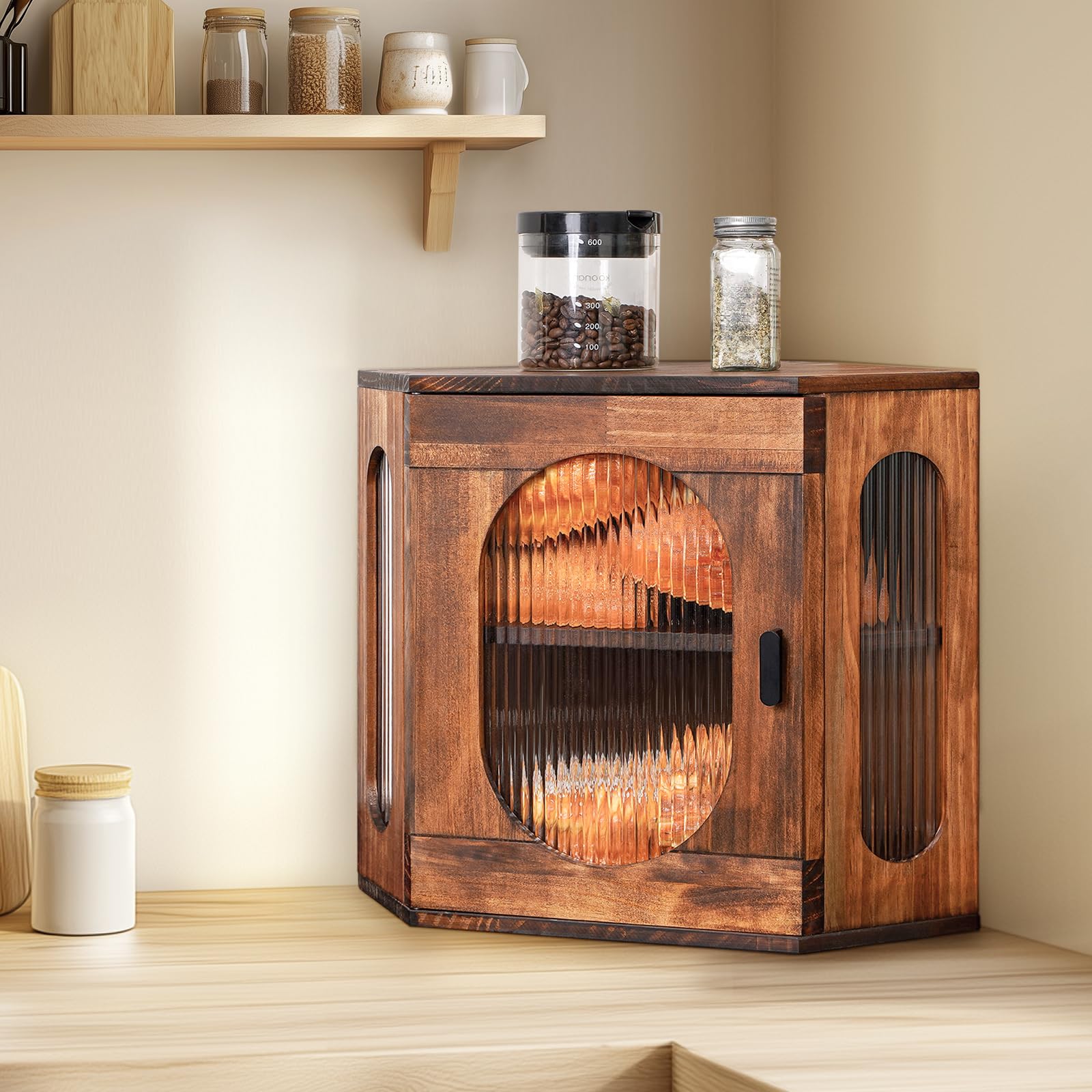 Sunhoo panera acabado madera vintage aporta toque cálido a la cocina