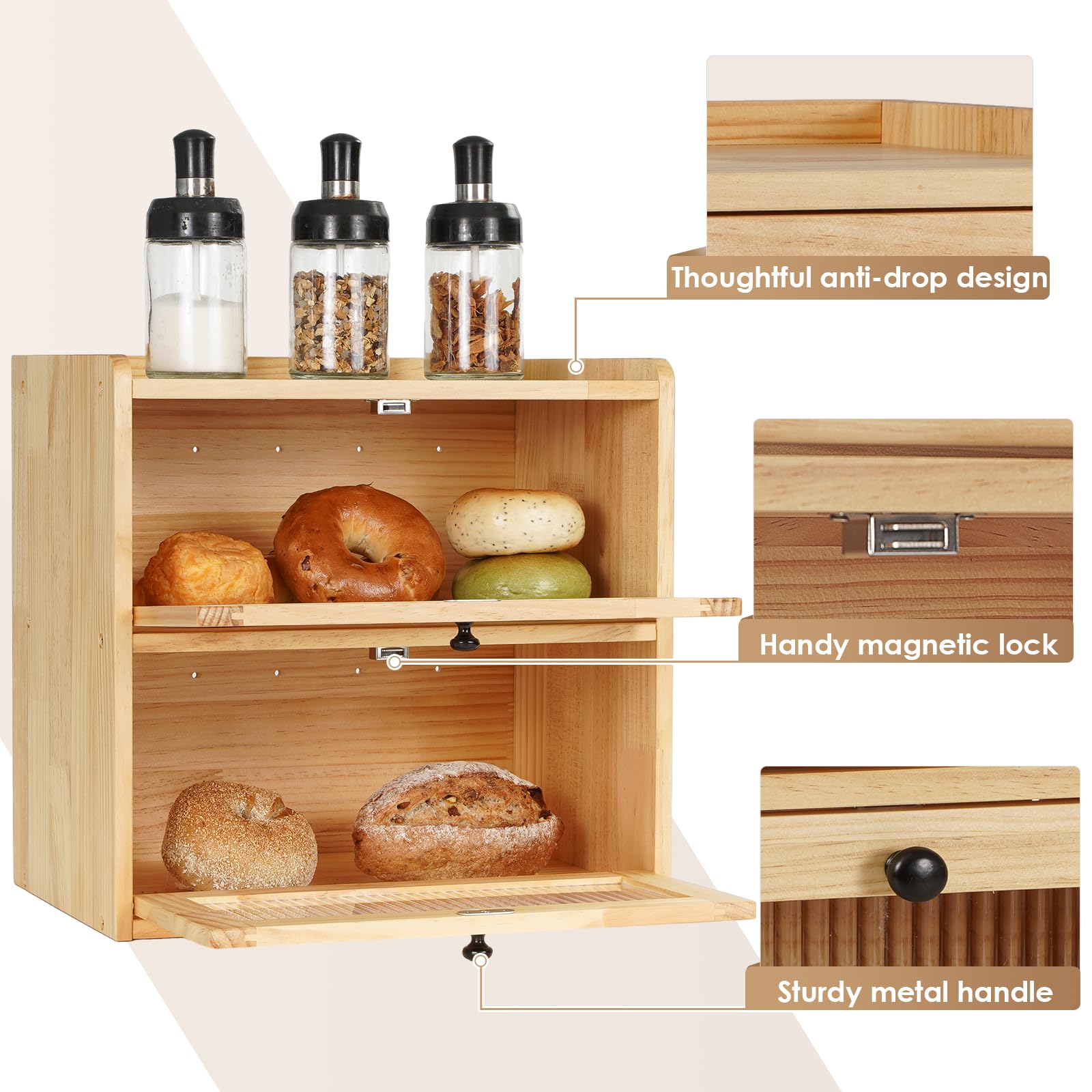 Sunhoo panera con dimensiones amplias para almacenamiento eficiente