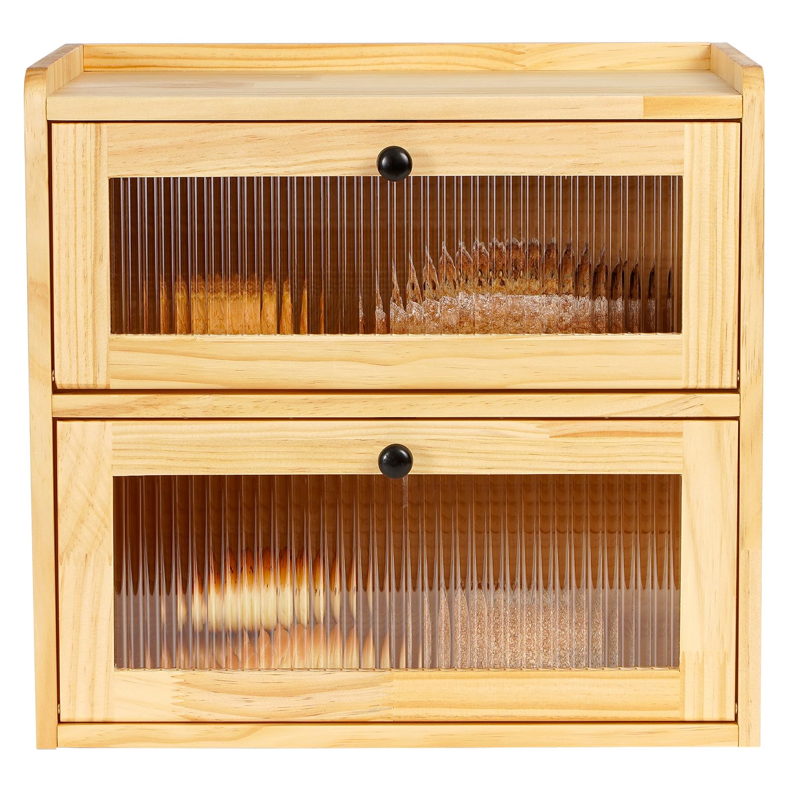 Sunhoo panera de dos niveles con tapa de vidrio acrílico para ver el interior sin abrir