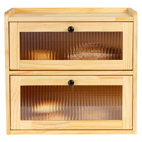 Sunhoo panera de dos niveles con tapa de vidrio acrílico para ver el interior sin abrir