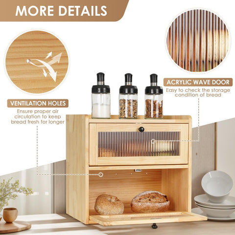Sunhoo panera de madera con ventilación para conservar el pan fresco
