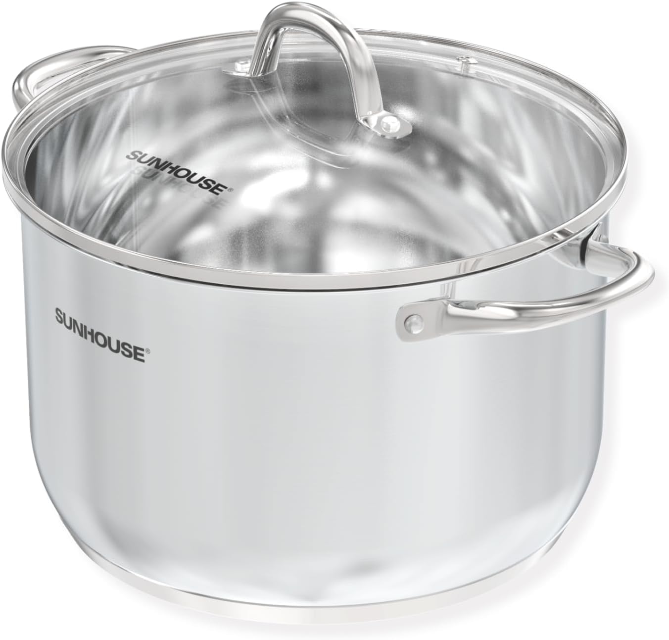 Sunhouse olla de acero inoxidable 11 cuartos con tapa visible, ideal para sopa y pasta