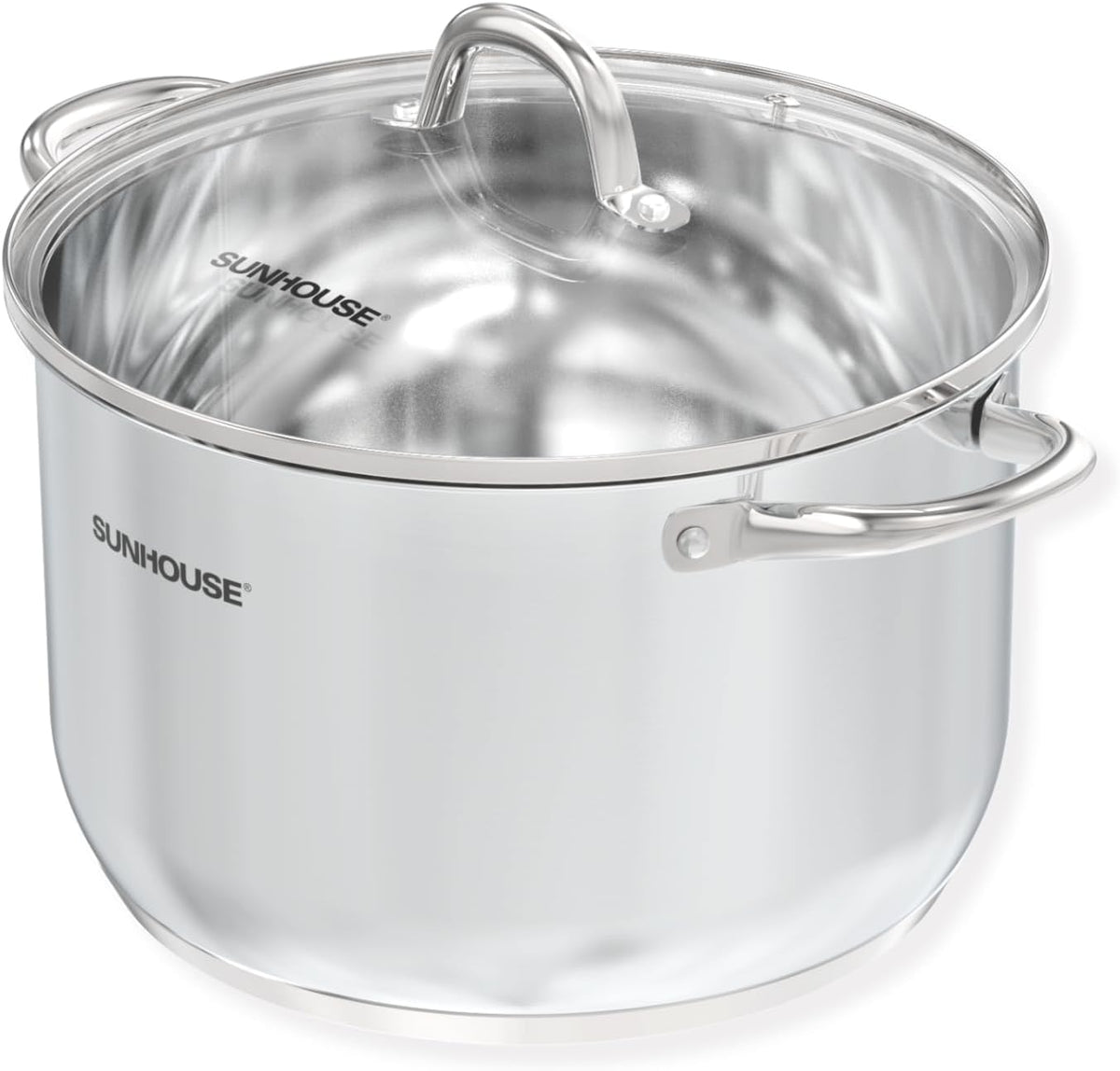 Sunhouse olla de acero inoxidable 11 cuartos con tapa visible, ideal para sopa y pasta