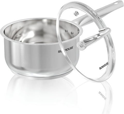 Sunhouse olla inoxidable 1,4 litros con tapa para guisos caseros