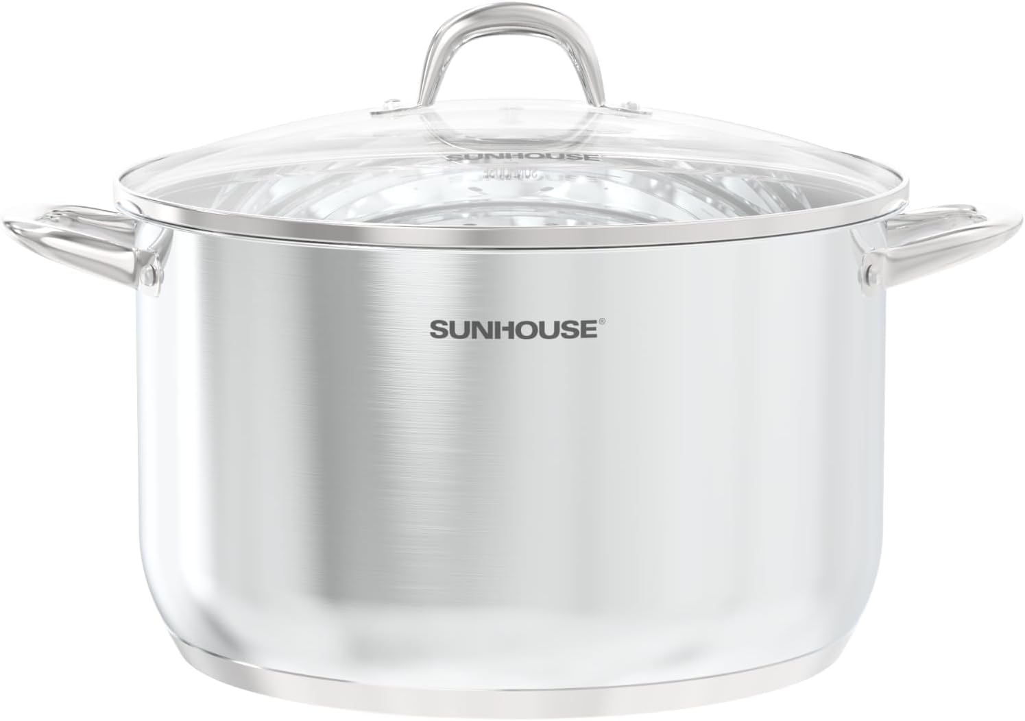 Sunhouse olla stock 15qt con tapa visible para hervidos grandes.
