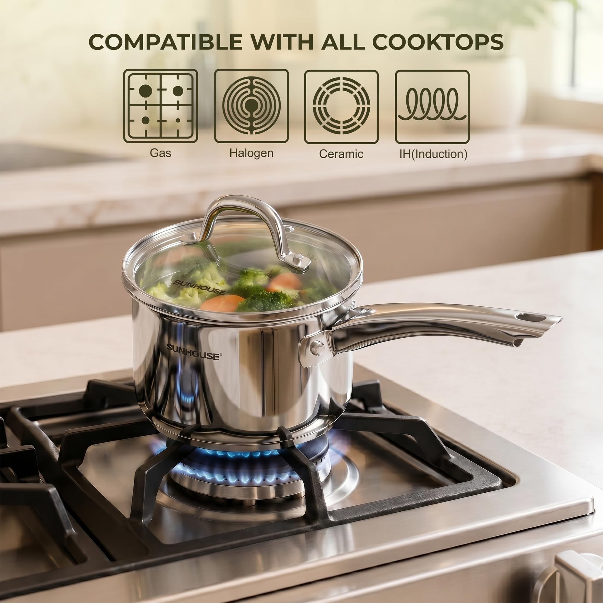 Sunhouse ideal para hervir sopas y cocer granos en una olla.
